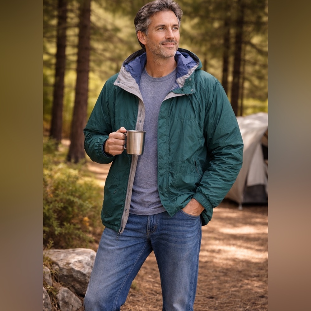 Patagonia Vintage 90’s Green Storm Hooded Jacket Size Large Full Zip Nylon Hike